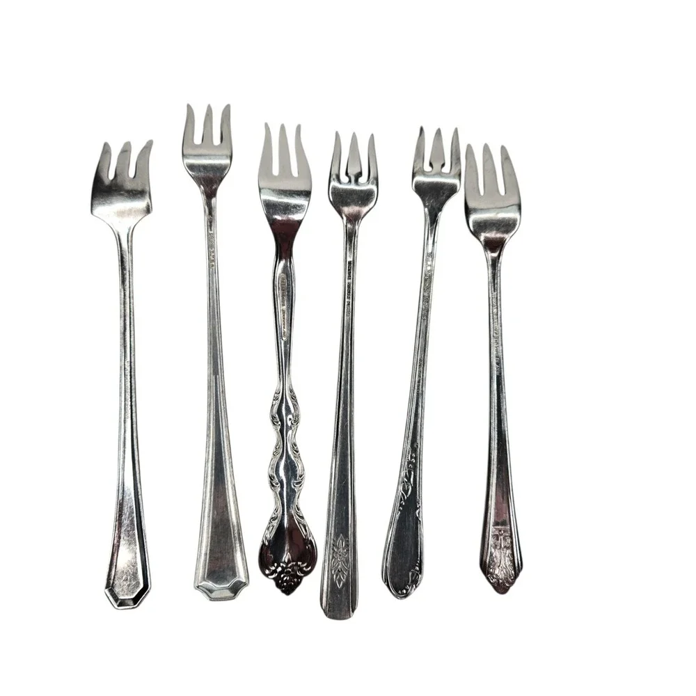 Harbor House Collection Vintage Silver Plate Seafood Forks Set of 6 Mismatched